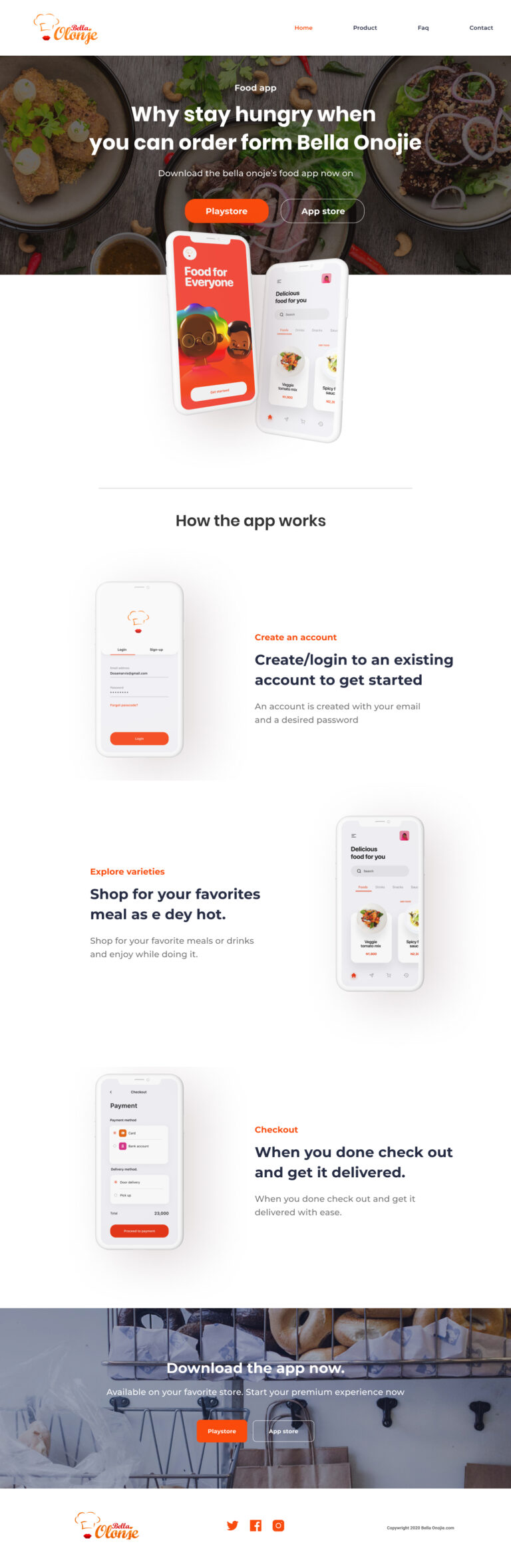 Food App Free Landing Page for Figma - Download Free Resource