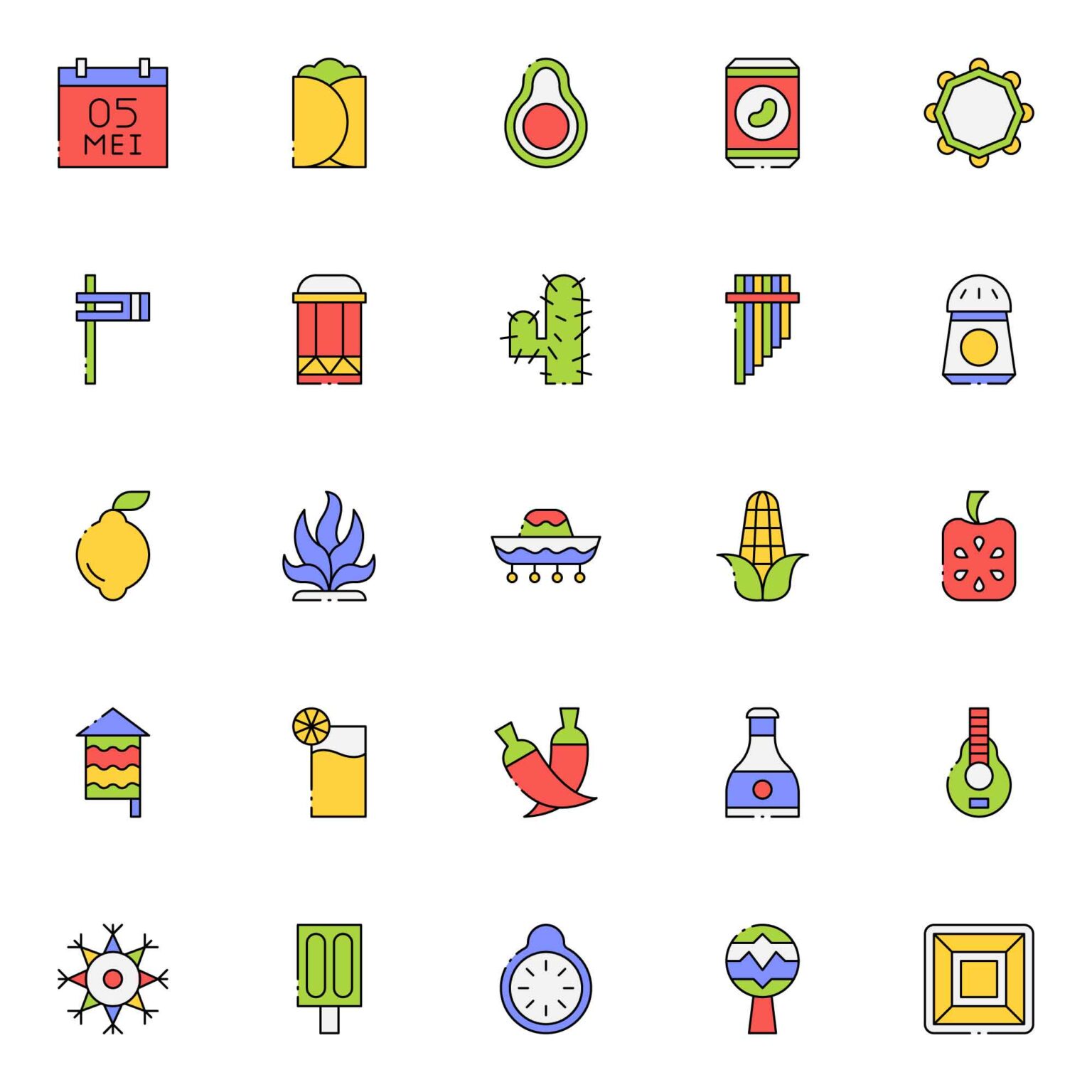 Colored Cinco De Mayo Icons Download Free Resource