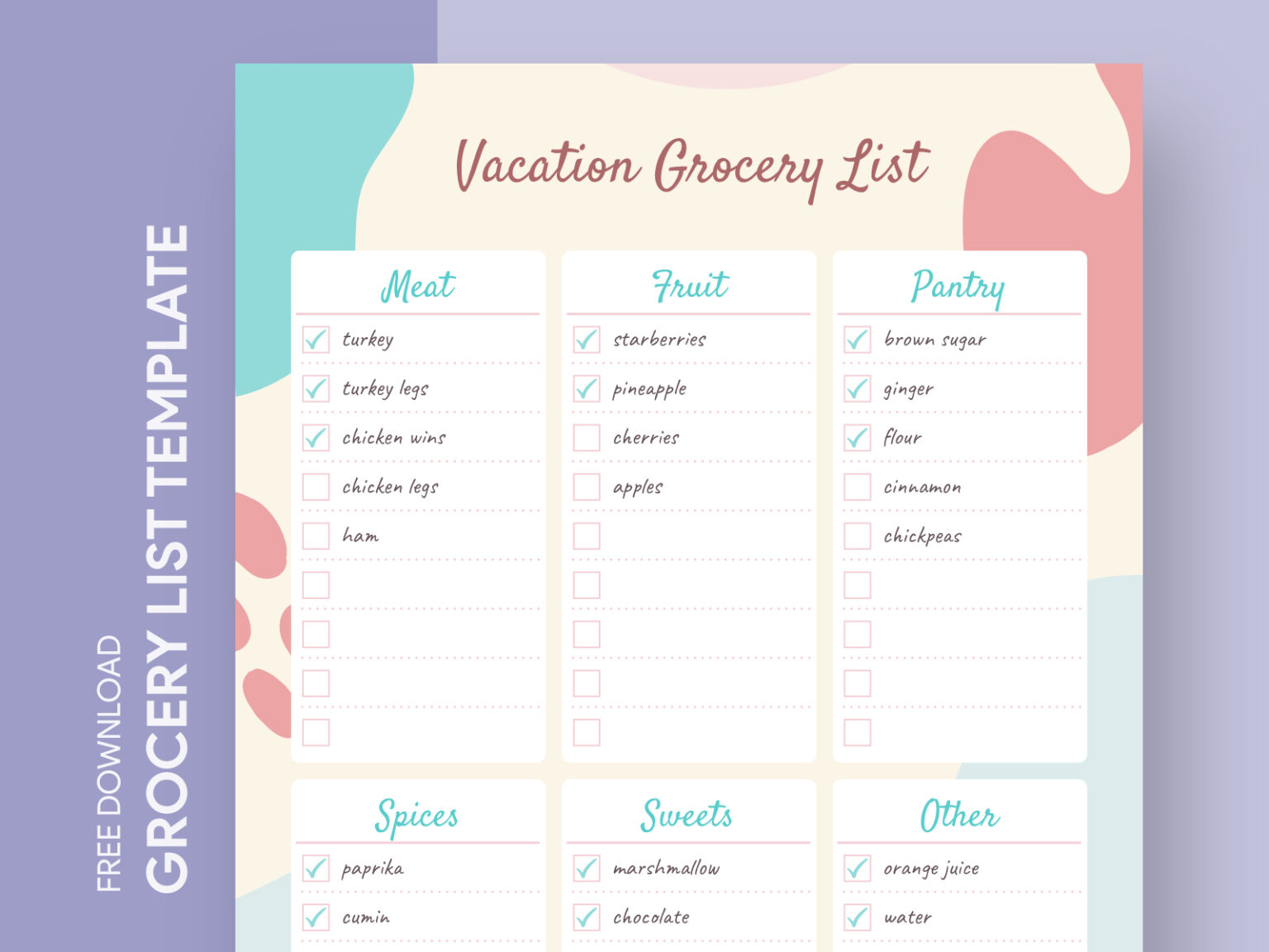 Free Editable Online Vacation Grocery List Template Download Free Free Editable Online Vacation Grocery List Template Download Free
