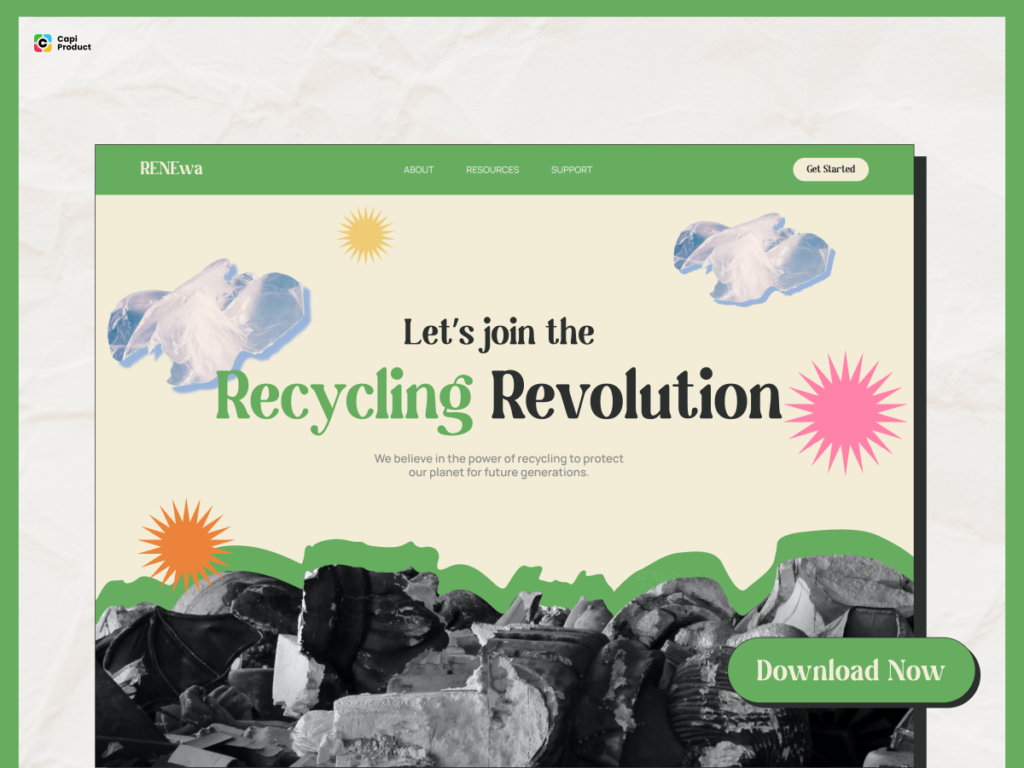 Recycle Web Hero Section - Retro Style - Download Free Resource