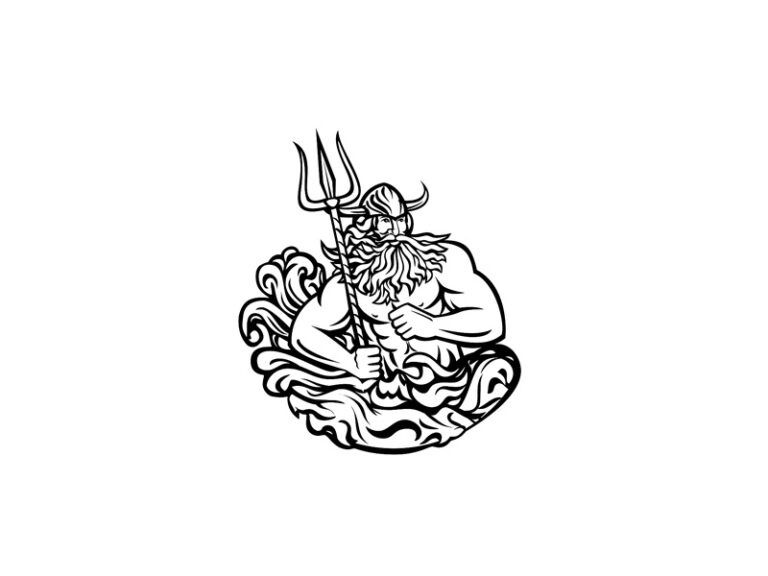 Aegir Hler or Gymir God of Sea in Norse Mythology with Trident Mascot ...